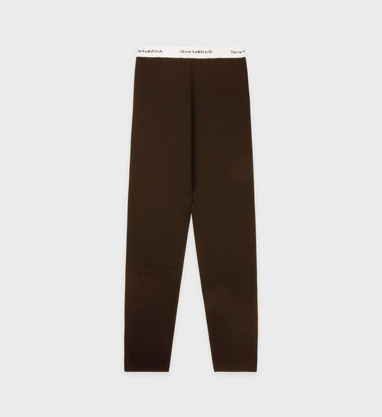 Serif Logo Knitted Legging - Chocolate/Off White