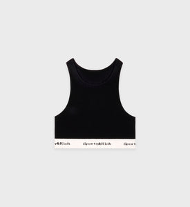 Serif Logo Knitted Cropped Tank - Black/Off White