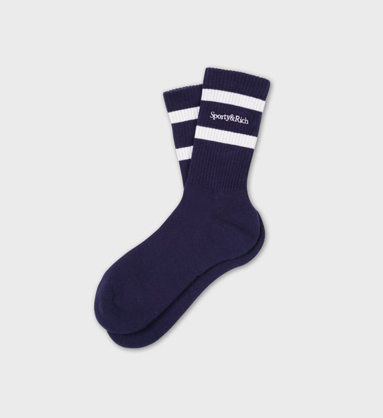 Serif Logo Socks - Navy/White