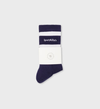 Serif Logo Socks - Navy/White