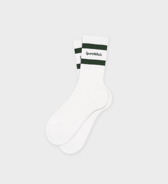 Serif Logo Socks - White/Forest