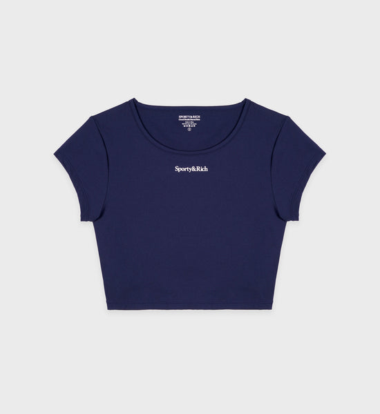 Serif Logo Training Tee - Navy/White
