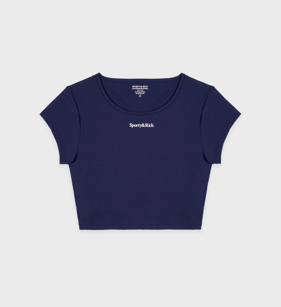 Serif Logo Training Tee - Navy/White