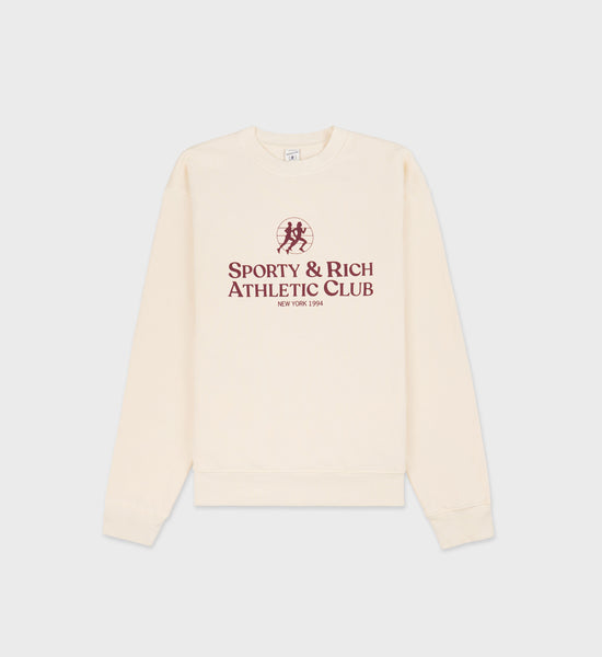 S&R Athletic Club Crewneck - Cream/Merlot