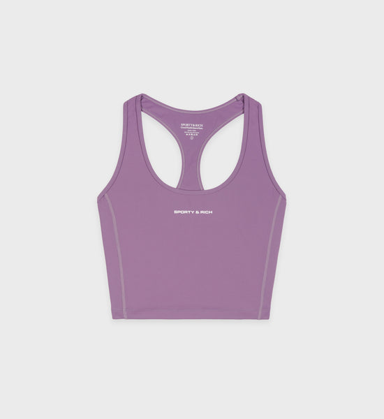 SR Bold Sports Cropped Tank - Eggplant/White