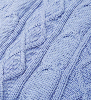 SRC Cotton Cable Knit Vest - Washed Hydrangea/White