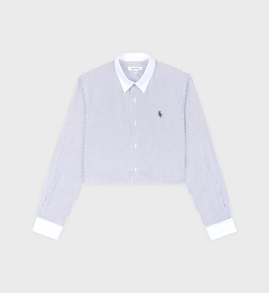 SRC Cropped Shirt - Blue Striped/White