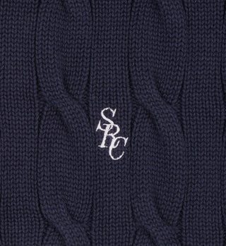 SRC Cableknit V-Neck Sweater - Navy/White