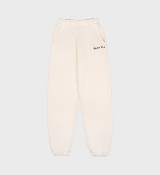 Syracuse Embroidered Sweatpant - Cream/Chocolate