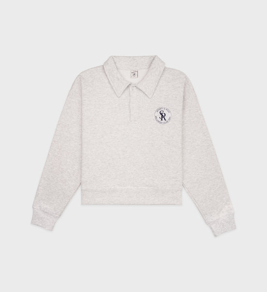 S&R Cropped Polo - Heather Gray/Navy