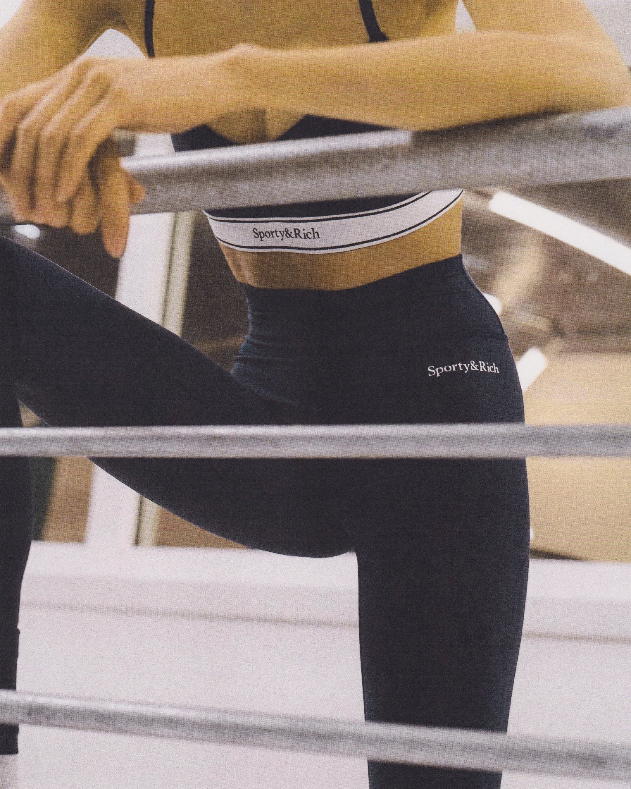 Serif Logo Legging - Navy/White