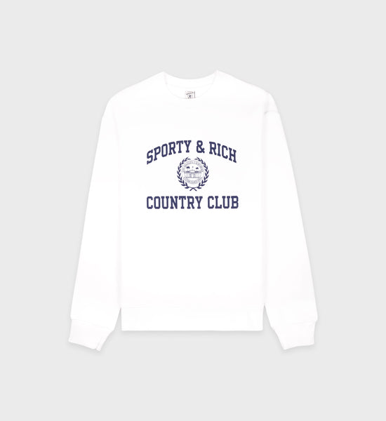Varsity Crest Crewneck - White/Navy