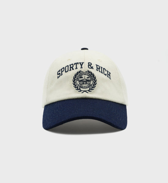 Varsity Crest Flannel Hat - Off White/Navy