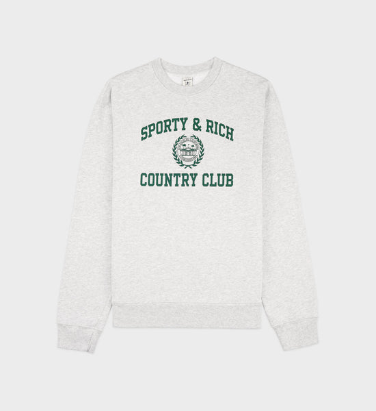 Varsity Crest Crewneck - Heather Gray/Forest