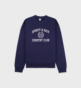 Varsity Crest Crewneck - Navy/White