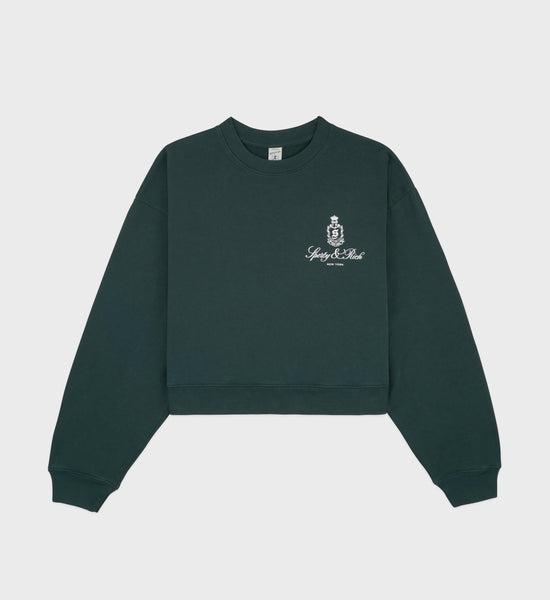 Vendome Cropped Crewneck - Forest/White
