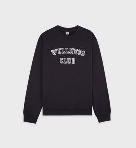 Wellness Club Flocked Crewneck - Faded Black/White