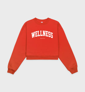 Wellness Ivy Cropped Crewneck - Red Clay/White