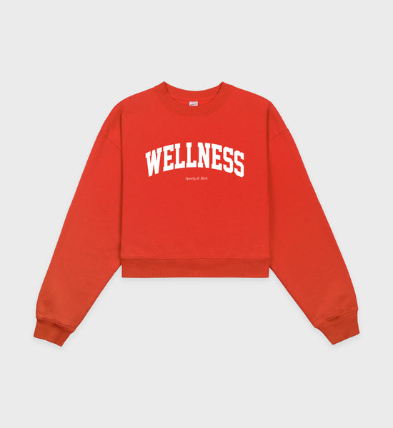 Wellness Ivy Cropped Crewneck - Red Clay/White