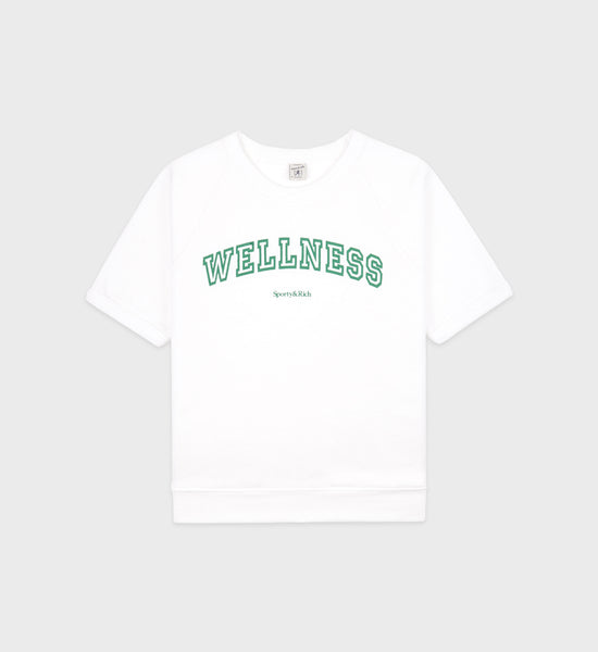 Wellness Ivy Short Sleeve Soft Crewneck - White/Verde