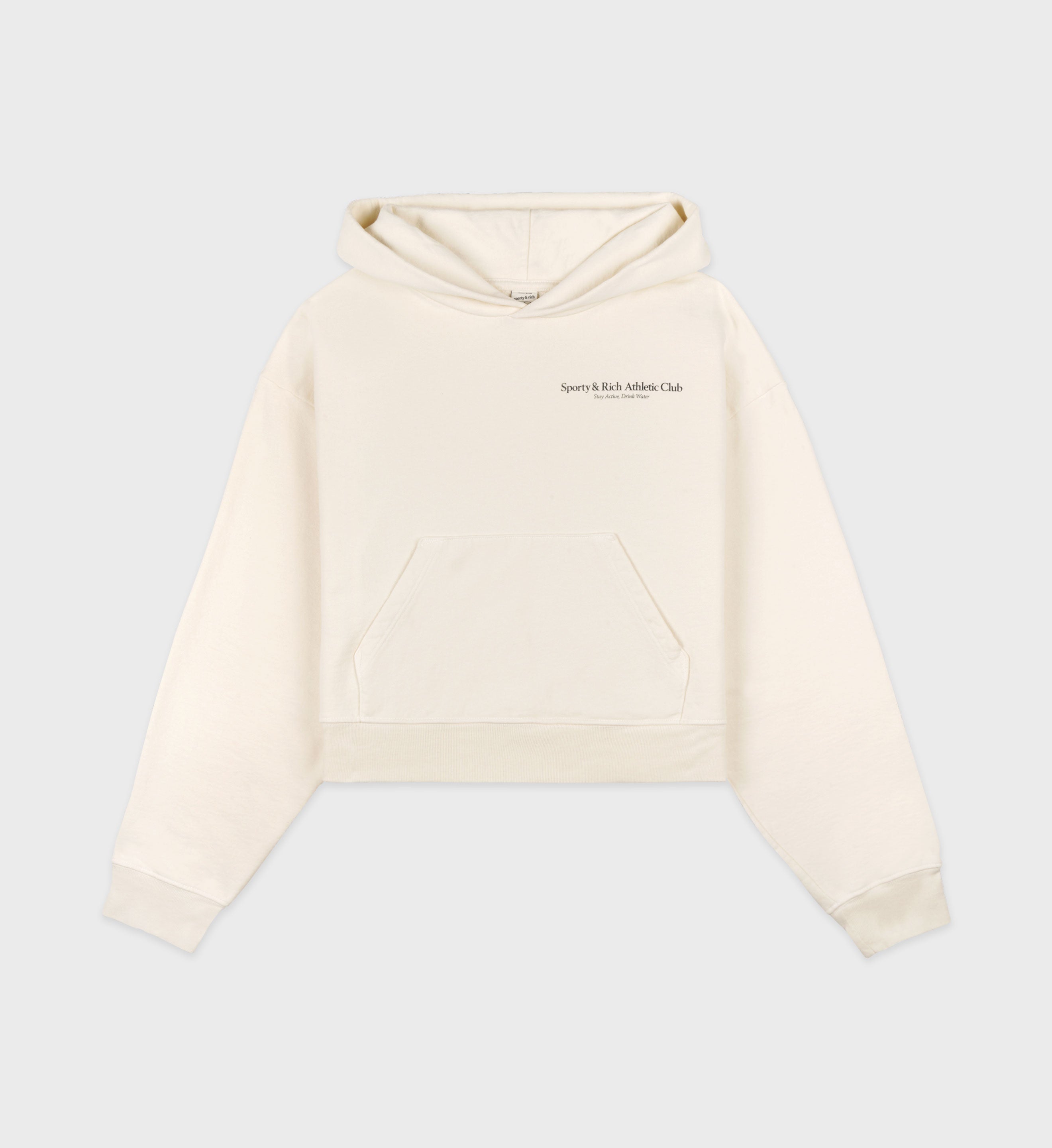 Athletic Club Cropped Hoodie Cream Navy Sporty Rich