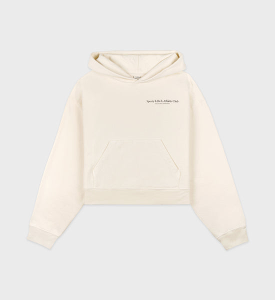Athletic Club Cropped Hoodie - Cream/Navy