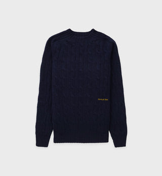 Classic Logo Cableknit Sweater - Navy