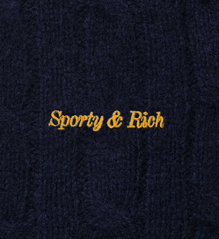 Classic Logo Cableknit Sweater - Navy