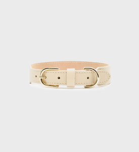 Leather Dog Collar - Cream/Gold