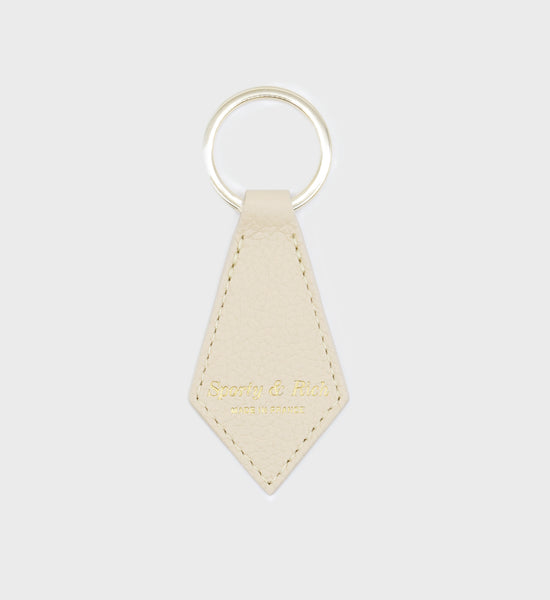 Leather Keychain - Cream/Gold