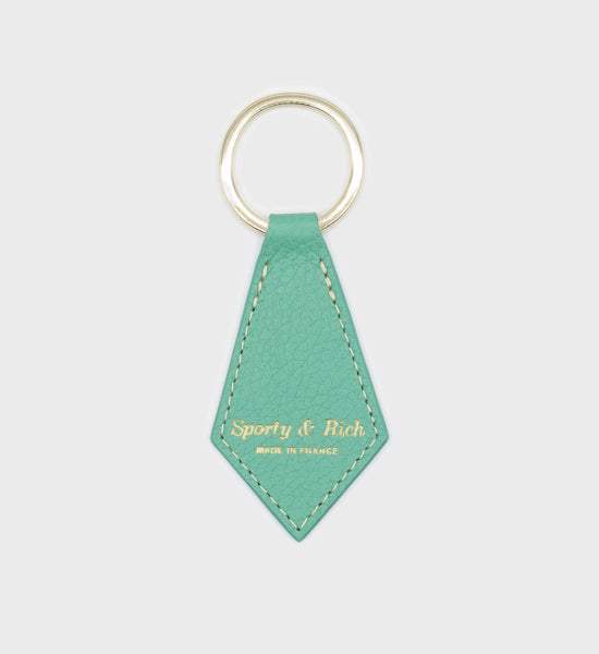 Leather Keychain - Green/Gold