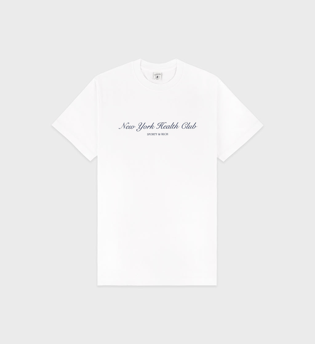 NY Health Club T-Shirt - White/Navy – Sporty & Rich
