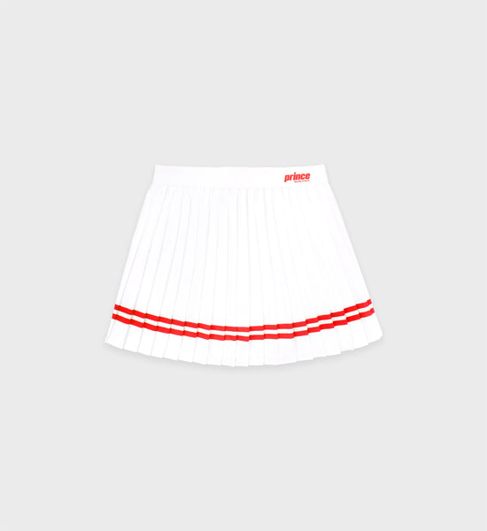 Prince Sporty Pleated Skirt - White/Red