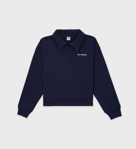 Serif Logo Embroidered Polo - Navy