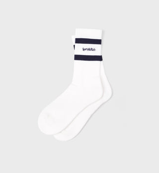 Serif Logo Socks - White/Navy