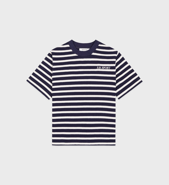 SR Sport Embroidered Breton T-Shirt - Navy/White