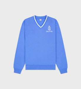 Vendome V-Neck Sweatshirt - Atlantic/White